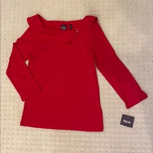 Red Cowl Neck Top